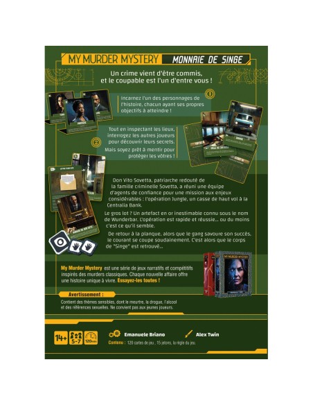 My Murder Mystery - Monnaie de Singe - Horrible Games - Jeux de société - Gigamic