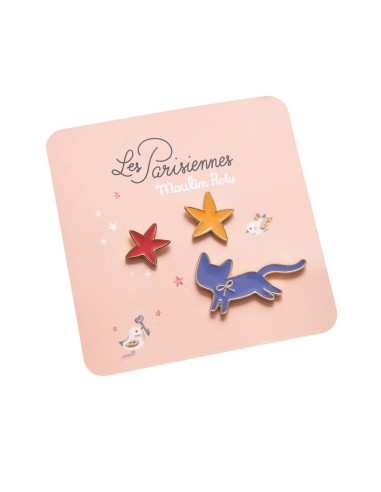 Set de 3 pin's chat les parisiennes - Les Parisiennes - Moulin Roty