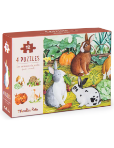 4 mini puzzles des animaux - Moulin Roty