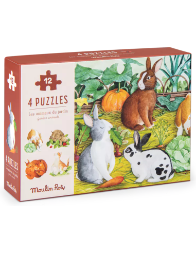 4 mini puzzles des animaux - Moulin Roty