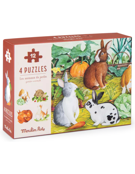 4 mini puzzles des animaux - Moulin Roty