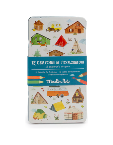 12 crayons de couleurs L'Explorateur Le Jardin du Moulin - Moulin Roty