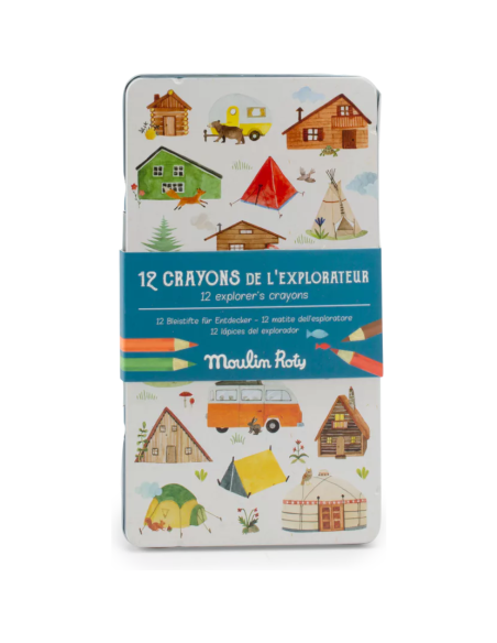 12 crayons de couleurs L'Explorateur Le Jardin du Moulin - Moulin Roty