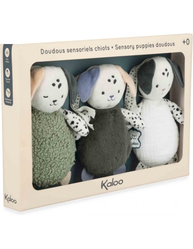 Set de 3 doudous sensoriels chiens, à caresser - Dès la naissance - Kaloo