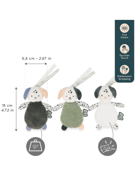 Set de 3 doudous sensoriels chiens, à caresser - Dès la naissance - Kaloo
