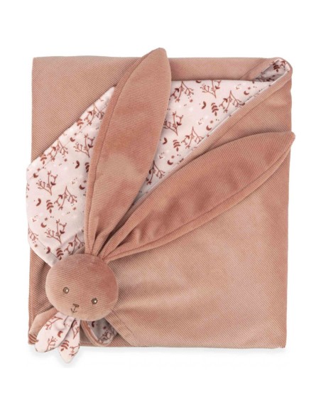 Couverture doudou lapin, en micro-velours recyclé - Terracotta - Kaloo