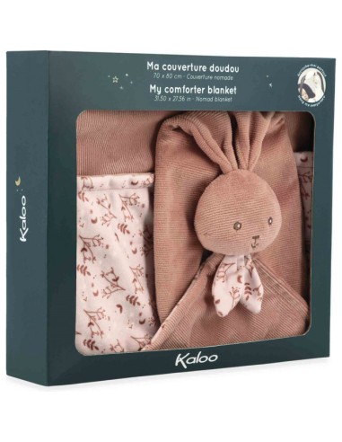 Couverture doudou lapin, en micro-velours recyclé - Terracotta - Kaloo