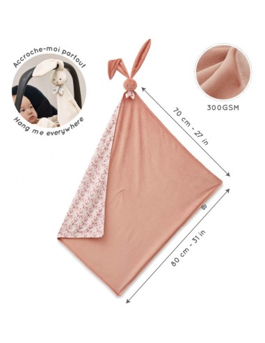 Couverture doudou lapin, en micro-velours recyclé - Terracotta - Kaloo