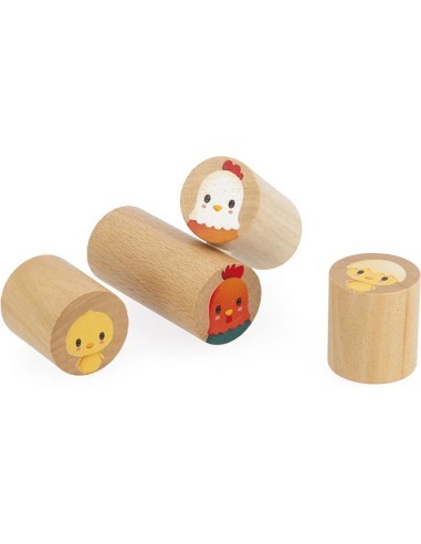 Baril de 56 blocs en bois - Ferme - Jouet en bois - Janod