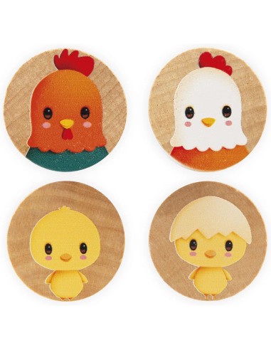 Baril de 56 blocs en bois - Ferme - Jouet en bois - Janod