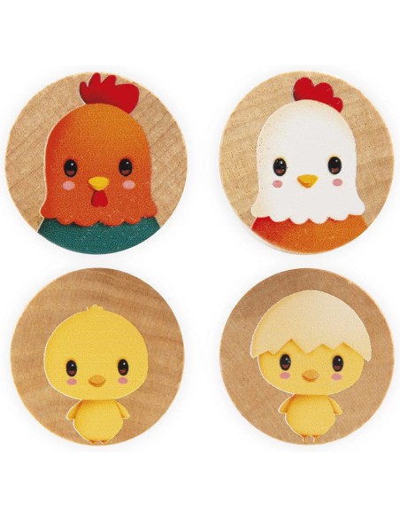 Baril de 56 blocs en bois - Ferme - Jouet en bois - Janod