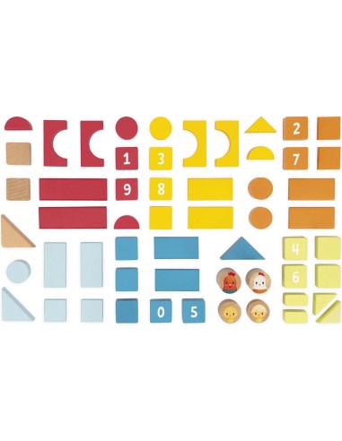 Baril de 56 blocs en bois - Ferme - Jouet en bois - Janod