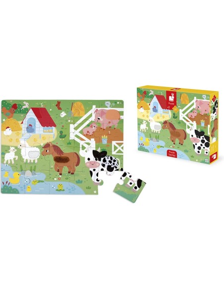 Puzzle tactile Ferme - Puzzle enfant - Janod
