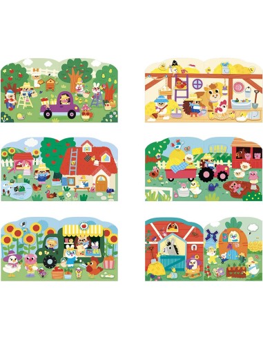 Cahier de Stickers et Décors La Ferme : Mosaïque, gommettes & stickers - Janod