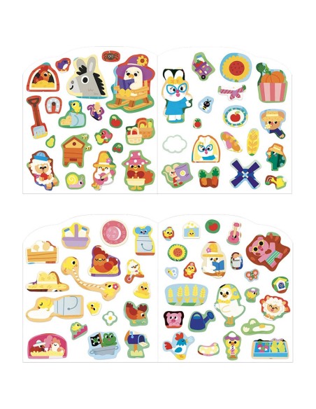 Cahier de Stickers et Décors La Ferme : Mosaïque, gommettes & stickers - Janod