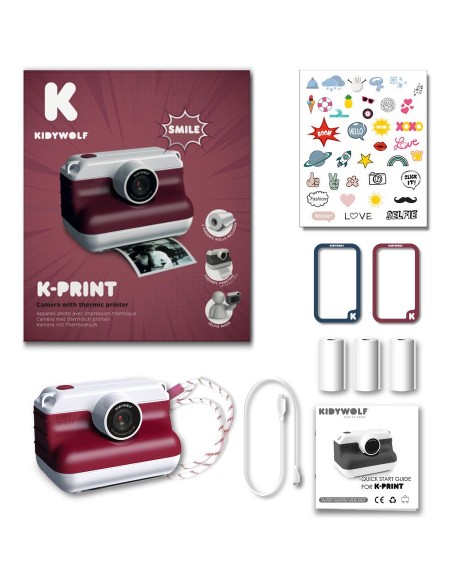 Print-Rd Appareil photo à impression thermique bordeaux - Nespart