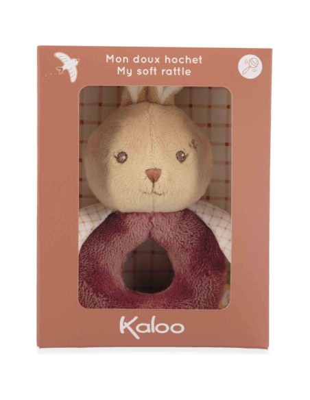 Doudou hochet lapin bordeaux - Dès la naissance - Kaloo