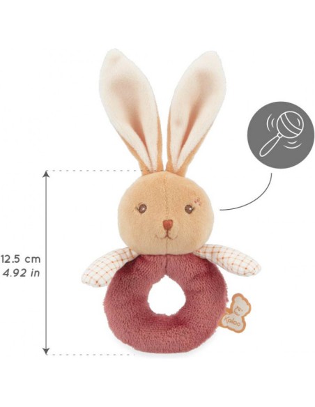 Doudou hochet lapin bordeaux - Dès la naissance - Kaloo