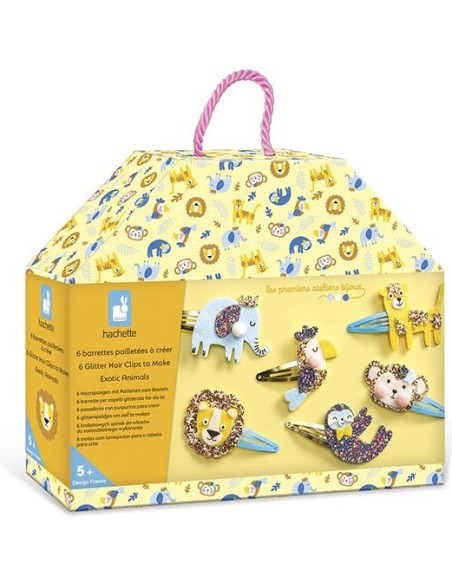 6 barrettes pailletées à créer Exotic Animals - Loisirs créatifs - Janod