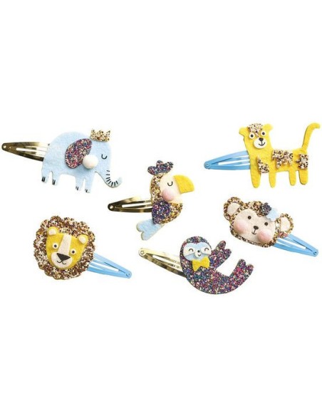 6 barrettes pailletées à créer Exotic Animals - Loisirs créatifs - Janod