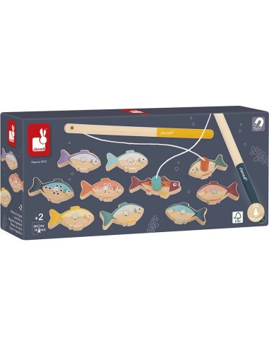 Pêche à la ligne magnétique - bois - : Sports & Activités d'extérieur - Janod