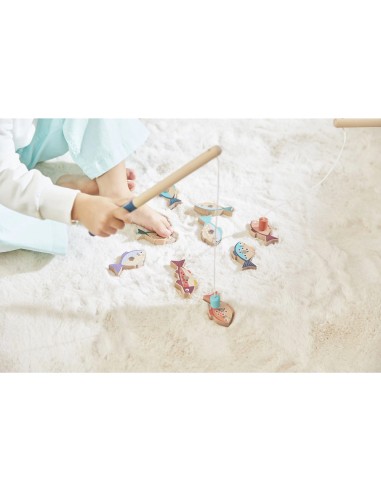 Pêche à la ligne magnétique - bois - : Sports & Activités d'extérieur - Janod