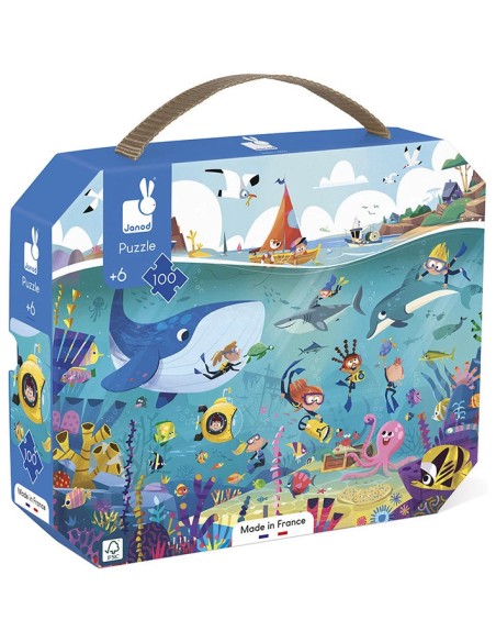 Puzzle en carton Les fonds marins 100 pièces : Puzzles 50 à 149 pièces - Janod