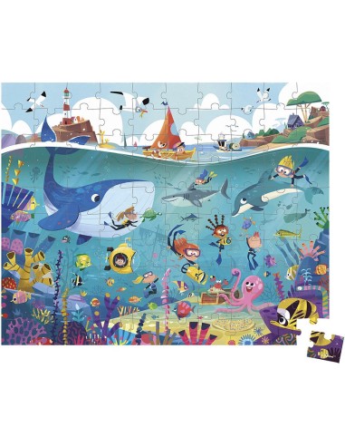 Puzzle en carton Les fonds marins 100 pièces : Puzzles 50 à 149 pièces - Janod