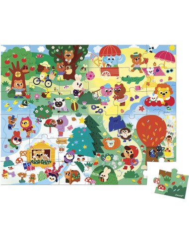 Puzzle en carton Les 4 saisons 36 pièces : Puzzles 20 à 49 pièces - Janod