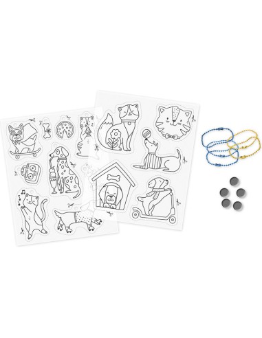Kit Créatif - 10 Décos en Plastique Fou Chats et Chiens à Créer : Créations 3D - Janod