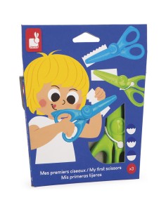 Ciseaux pour enfant dès 3 ans - 3 paires ciseaux maternelle, - Janod