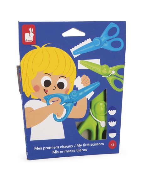 Ciseaux pour enfant dès 3 ans - 3 paires ciseaux maternelle, - Janod