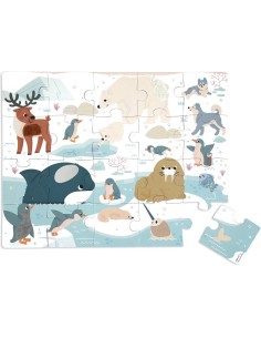 Puzzle Tactile 'Animaux Polaires' 20 pièces : Puzzles 20 à 49 pièces - Janod 2