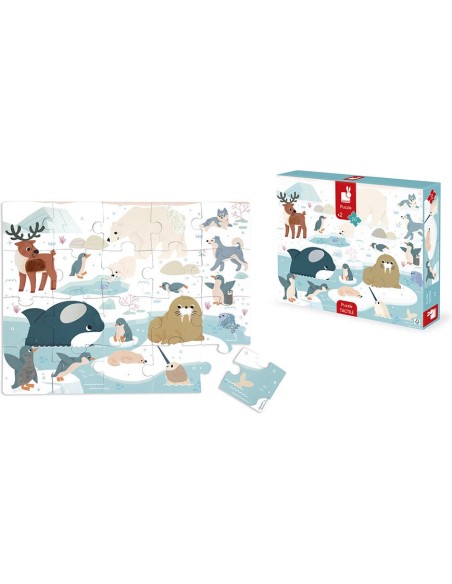 Puzzle Tactile 'Animaux Polaires' 20 pièces : Puzzles 20 à 49 pièces - Janod