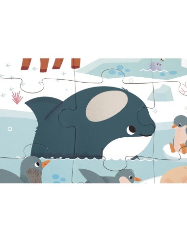 Puzzle Tactile 'Animaux Polaires' 20 pièces : Puzzles 20 à 49 pièces - Janod