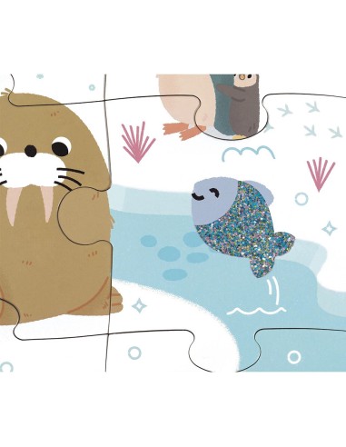 Puzzle Tactile 'Animaux Polaires' 20 pièces : Puzzles 20 à 49 pièces - Janod