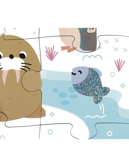 Puzzle Tactile 'Animaux Polaires' 20 pièces : Puzzles 20 à 49 pièces - Janod