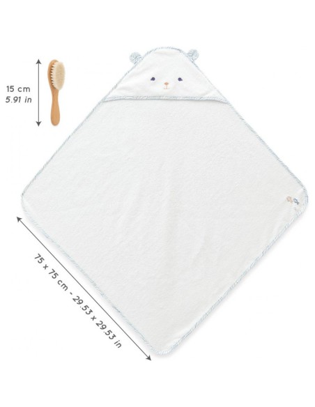 Coffret de bain pour bébé : cape de bain et brosse - Kaloo