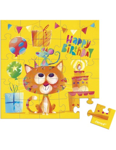 Carte Puzzle Anniversaire Chat - Janod