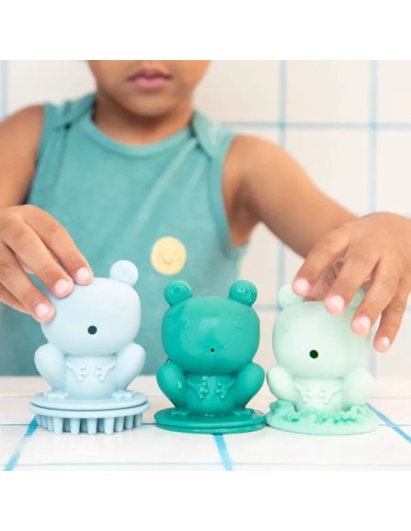 Set de 3 grenouilles de bain : masseur, cracheur et mousseur - Au bain - 3 mois + - Lilliputiens