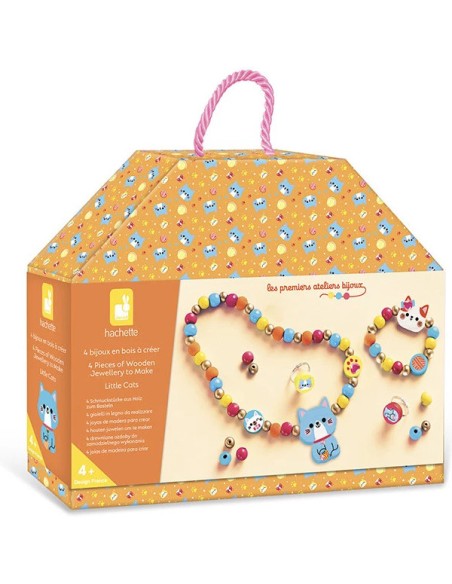 4 Bijoux En Bois A Créer Petits Chats : Collection "Les Ateliers Bijoux" & Perles - Janod