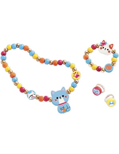 4 Bijoux En Bois A Créer Petits Chats : Collection "Les Ateliers Bijoux" & Perles - Janod