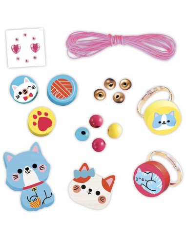 4 Bijoux En Bois A Créer Petits Chats : Collection "Les Ateliers Bijoux" & Perles - Janod