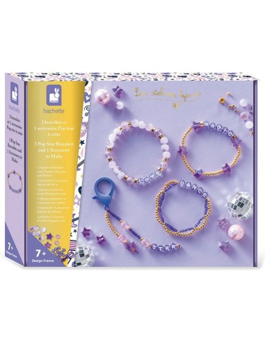 Kit Créatif - 4 Bracelets et Accessoires Pop Star à Créer : Collection "Les Ateliers Bijoux" & Perles - Janod