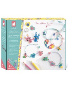 Kit Créatif - 8 Bijoux d'Amitié en Plastique Fou à Créer : Collection "Les Ateliers Bijoux" & Perles - Janod