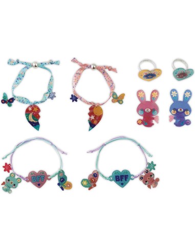 Kit Créatif - 8 Bijoux d'Amitié en Plastique Fou à Créer : Collection "Les Ateliers Bijoux" & Perles - Janod