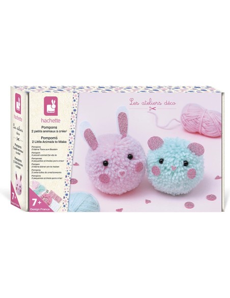 Kit Créatif - 2 Pompons Animaux à Créer : Collection "Les Ateliers Déco" - Janod
