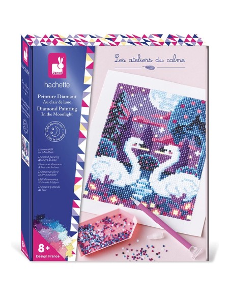 Kit Créatif - Peinture Diamants Phospo Au Clair De Lune : Sable, Paillettes, Dorure & Strass - Janod