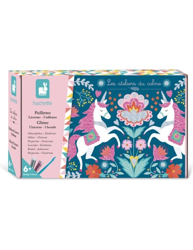 Coffret Créatif Paillettes Licornes : Collection "Les Ateliers du Calme" - Janod