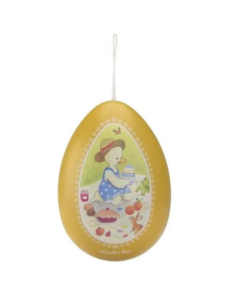 Grand oeuf métal jaune - cadeau pâques - Moulin Roty - La Grande Famille